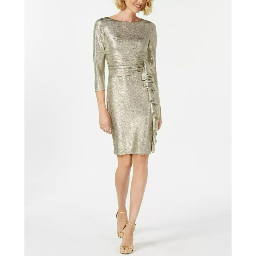 Jessica Howard Gold Long Sleeve Dress